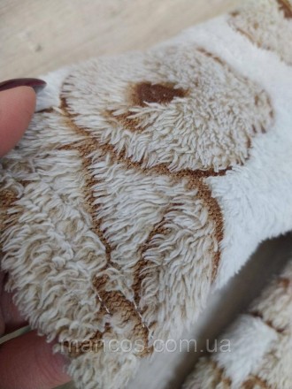 Теплый махровый халат б/у для девочки с принтом "Мишки" в коричнево-белом цвете.. . фото 8