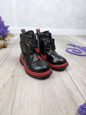 Демисезонные б/у ботинки для девочки Touy Tong. Выполнены из искусственной кожи.. . фото 4