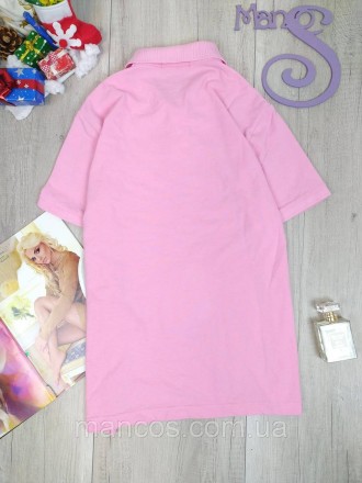Женская розовая футболка-поло Polo by Ralph Lauren. Застежка-пуговицы, воротник-. . фото 5