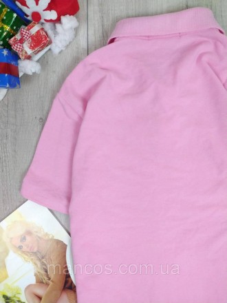 Женская розовая футболка-поло Polo by Ralph Lauren. Застежка-пуговицы, воротник-. . фото 6