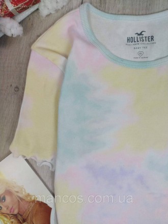 Женская футболка Hollister разноцветная с оттенками розового, голубого, желтого . . фото 3