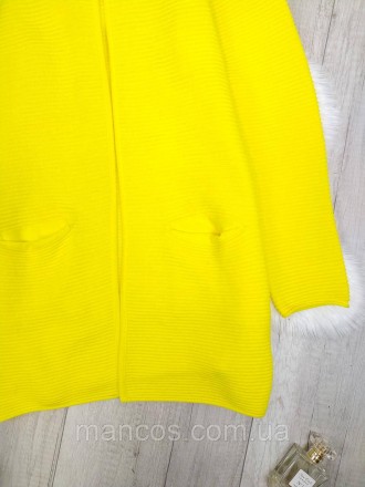 Теплый женский кардиган Сecil желтого цвета с капюшоном и карманами без застежки. . фото 4