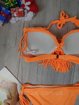 Женский раздельный купальник Toccata оранжевый, бикини на завязках.
Чашка украше. . фото 6
