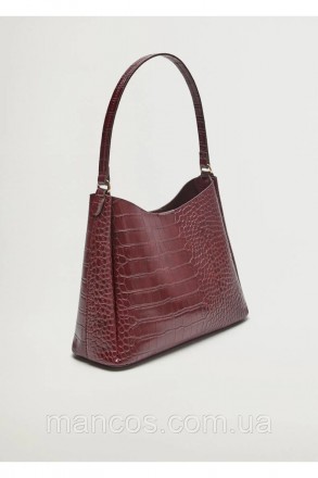 Женская маленькая сумка от Mango изготовлена ​​из искусственной кожи темно-красн. . фото 3