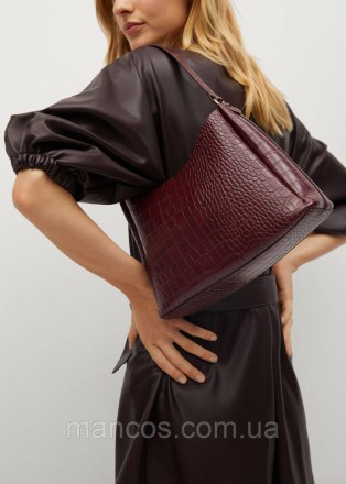 Женская маленькая сумка от Mango изготовлена ​​из искусственной кожи темно-красн. . фото 6