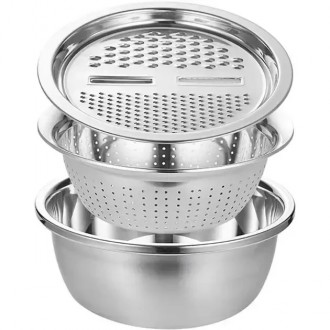 Многофункциональный кухонный набор из нержавеющей стали 3 в 1 Metal Basket Cutte. . фото 6