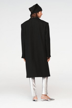 Черное пальто Zara / длинное, муржской современний крой. Длинний рукав,воротник.. . фото 3