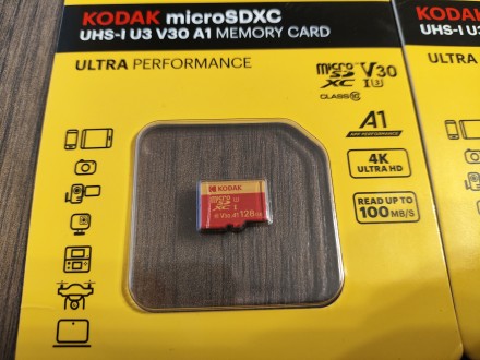 Карта пам'яті Kodak Class 10 microSDXC 128GB UHS-l U-3 V30 A1
Kарта нова о. . фото 3