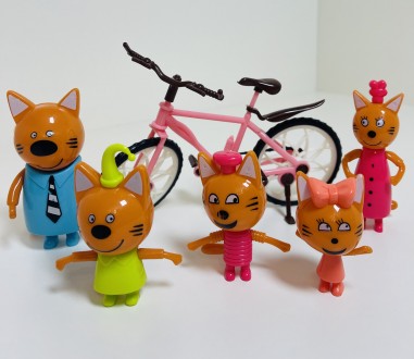 Игровой набор "Три Кота и Кошечка" , фигурки 5 шт, велосипед, с аксессуарами, в . . фото 3