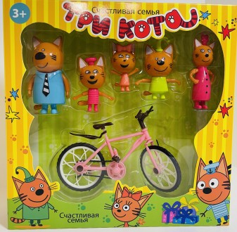 Игровой набор "Три Кота и Кошечка" , фигурки 5 шт, велосипед, с аксессуарами, в . . фото 4