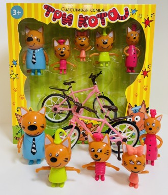 Игровой набор "Три Кота и Кошечка" , фигурки 5 шт, велосипед, с аксессуарами, в . . фото 2