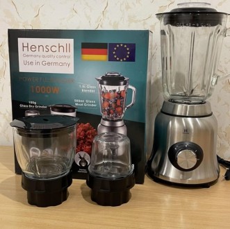 Блендер німецький Henschll на 1000 Вт із чашею кавомолкою і гриндером - HS- 8891. . фото 3
