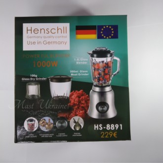 Блендер німецький Henschll на 1000 Вт із чашею кавомолкою і гриндером - HS- 8891. . фото 8