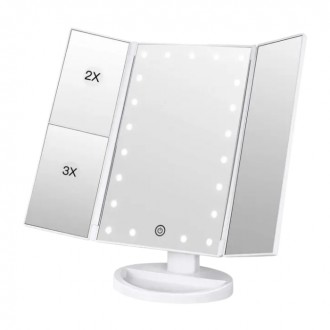 Тройное настольное косметическое складное зеркало с LED-подсветкой Superstar Mag. . фото 8