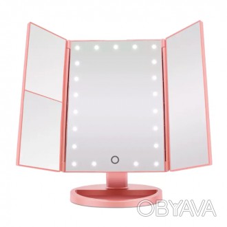 Тройное настольное косметическое складное зеркало с LED-подсветкой Superstar Mag. . фото 1