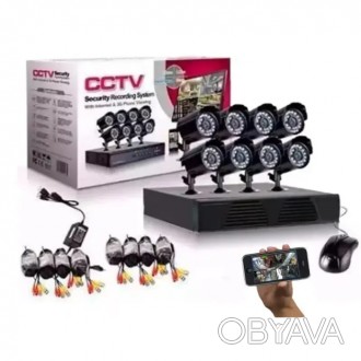 Комплект камер зовнішнього відеоспостереження CCTV XVR-TO801N на 8 камер - стаці. . фото 1