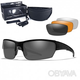 Армейские очки Wiley X WX SAINT Matte Black/ Grey + Clear + Light Rust - CHSAI06. . фото 1