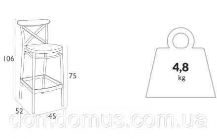 CROSS BAR 75
КОД: 266
Барный стул Victor выс. 75 см производится путем однократн. . фото 7