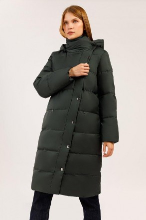 Длинная зимняя куртка Finn Flare с асимметричной застежкой на скрытую молнию и к. . фото 2