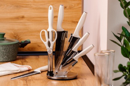 
Набор кухонных ножей на подставке 7 предметов
Набор кухонных ножей из нержавеющ. . фото 3