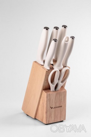 Кухонные ножи с керамическим покрытием 7 предметов Белый Набор ножей и ножницы н