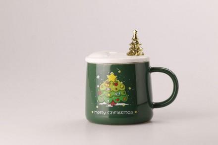 
Чашка керамическая 500 мл Merry Christmas с крышкой и ложкой Зеленый
Керамическ. . фото 2