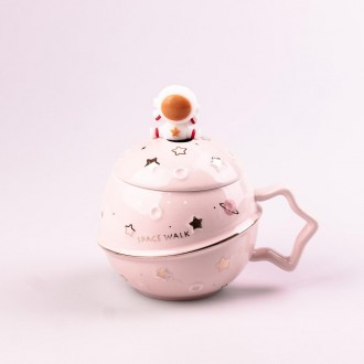 
Чашка керамическая 400 мл Астронавт с крышкой и ложкой Розовый
Керамическая роз. . фото 2