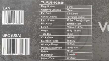 Vector Optics Taurus 6-24x50 HD SFP, модель SCOL-46. Друга фокальна площина.
Пр. . фото 4