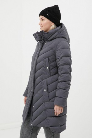 Утепленное стеганное женское пальто. Классическая модель, длина до колена. Фасон. . фото 4