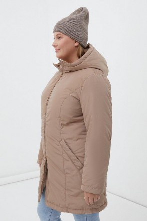 Утепленное пальто прямого кроя с капюшоном в casual стиле. Утеплитель - экологич. . фото 3