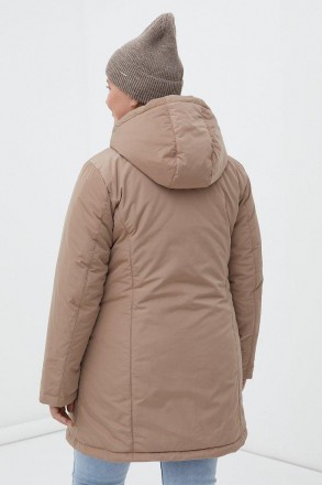 Утепленное пальто прямого кроя с капюшоном в casual стиле. Утеплитель - экологич. . фото 5