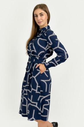 
Базовое женское платье в длине миди из вискозы с принтом. Струящийся материал п. . фото 7