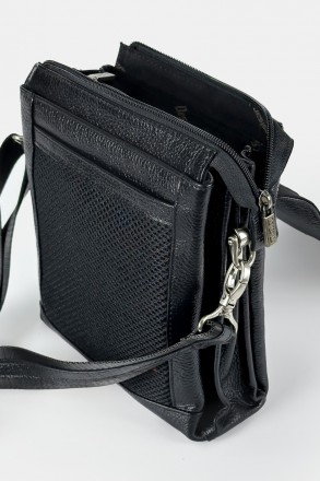Мужская сумка-планшетка из натуральной кожи Desisan черного цвета. Удобная и ком. . фото 5