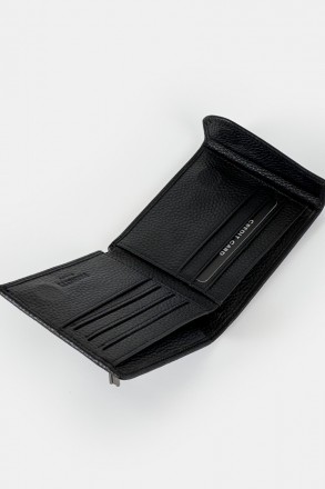 Кожаный мужской кошелек двойного сложения с отделением для наличных, пластиковых. . фото 8