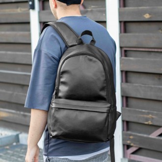 Стильный молодежный городской рюкзак TEST черный из эко кожи для повседневной но. . фото 6