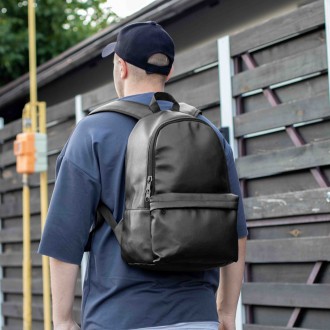 Стильный молодежный городской рюкзак TEST черный из эко кожи для повседневной но. . фото 3