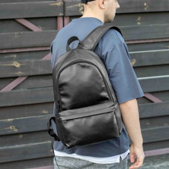 Стильный молодежный городской рюкзак TEST черный из эко кожи для повседневной но. . фото 4