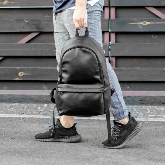 Стильный молодежный городской рюкзак TEST черный из эко кожи для повседневной но. . фото 2