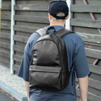 Стильный молодежный городской рюкзак TEST черный из эко кожи для повседневной но. . фото 7