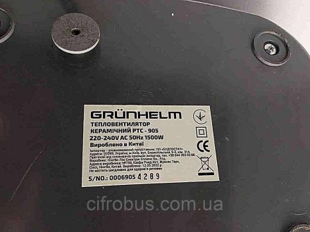 Керамический тепловентилятор Grunhelm PTC-905 (60100) - простой и эффективный об. . фото 2