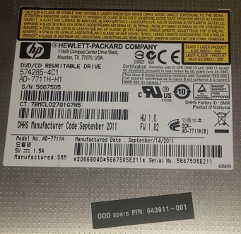 DVD-RW привод з ноутбука HP EliteBook 8460p AD-7711H 574285-4C1 643911-001

Ст. . фото 3