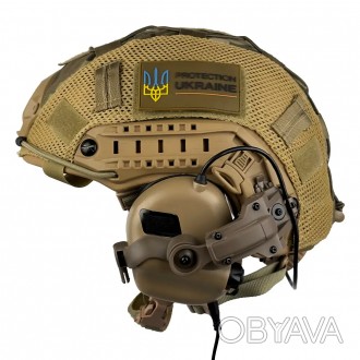 Тактический комплект шлем Fast + кавер + наушники Earmor М31 + крепление Чебураш. . фото 1