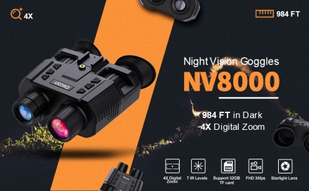 Бинокулярный прибор ночного видения Dsoon NV8000 (до 400м) крепление на голову+ . . фото 10