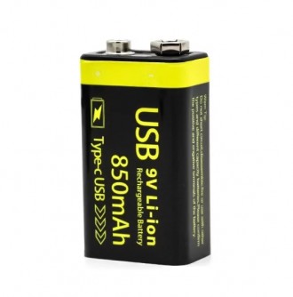 Акумулятор Крона 850mAh 9v USB
Особливості:
	Вбудована зарядка через Micro USB: . . фото 2