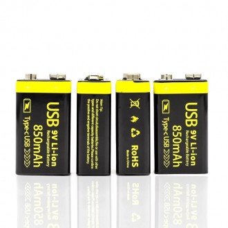 Акумулятор Крона 850mAh 9v USB
Особливості:
	Вбудована зарядка через Micro USB: . . фото 6