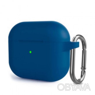 Силиконовый чехол с карабином iLoungeMax Lake Blue для AirPods 3 — аксессу. . фото 1