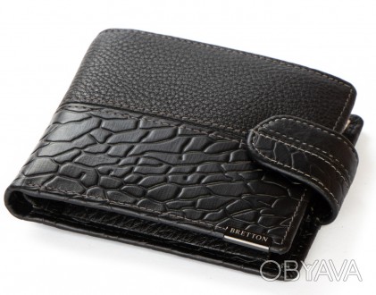 Чоловічий шкіряний гаманець Bretton, серія Black Edition. Виготовлений із м'якої. . фото 1