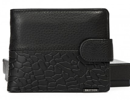 Чоловічий шкіряний гаманець Bretton, серія Black Edition. Виготовлений із м'якої. . фото 2