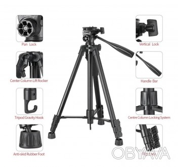 Штатив для фотоапарата трипод для телефону 137 см
Штатив можна використовувати д. . фото 1