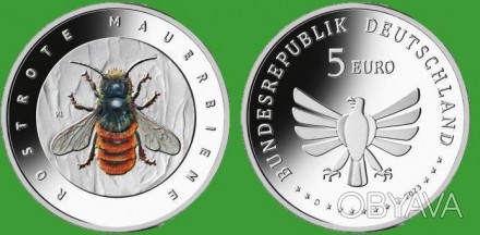 Германия 5 евро, 2023 Чудесный мир насекомых - Рыжая осмия №1350. . фото 1